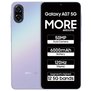 Samsung Galaxy A07 5G Smartphone (Light Violet, 6GB RAM, 128GB Storage)